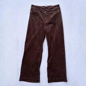 Anthropologie Maeve The Colette Corduroy Brown Wide Leg Crop Pants Size 32 Boho
